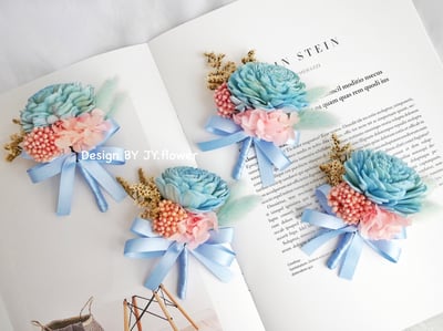 索拉乾燥花胸花【寧靜粉藍】2