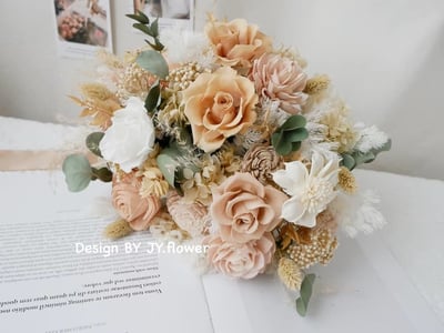 自然型手綁不凋花分束捧花【微光往事】4