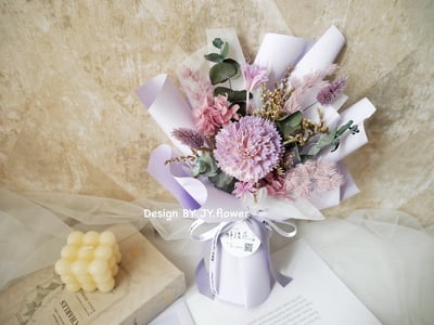 母親節花禮【中小型索拉康乃馨乾燥花束】6