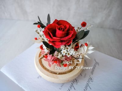 永生玫瑰水晶球玻璃罩夜燈【熱情如昔】2