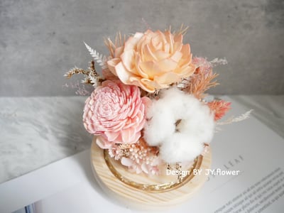 乾燥花水晶球玻璃罩夜燈【你的溫柔】3