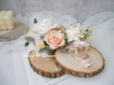 雙層木片永生玫瑰名片座【暮光】3