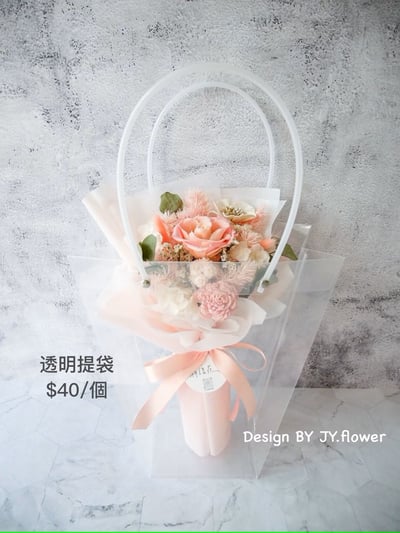 圓形迷你款乾燥花捧花【寒冰灰藍】3