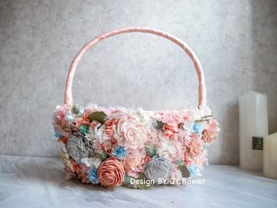 乾燥花喜糖籃【輕甜粉藍】1