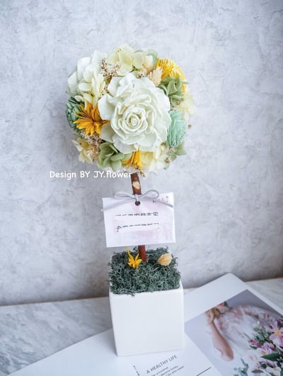 乾燥永生繡球花球樹盆花【初夏日和】3