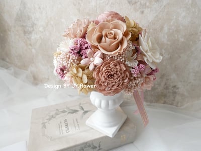 永生繡球乾燥花冠軍杯盆花【時光箋言】1