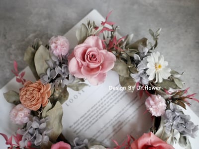 永生壁飾花圈【霧紗粉紫】3