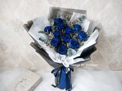 大型永生玫瑰花束【經典藏藍】1
