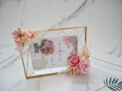 永生玫瑰繡球仿舊金屬玻璃相框【春櫻】4