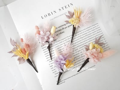 永生花髮插【粉黃柔紫】1