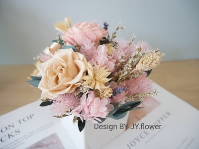 中小型乾燥永生盆花【柔粉燕麥】4