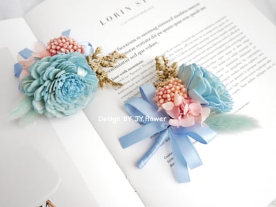 索拉乾燥花胸花【寧靜粉藍】1