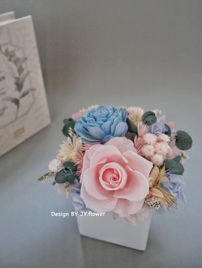 中小型乾燥永生盆花【草莓雲朵】3