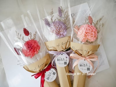 母親節花禮【單支索拉康乃馨乾燥花束】2