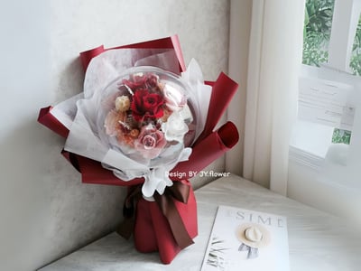波波球大款永生玫瑰花束【嫣紅玫粉】1