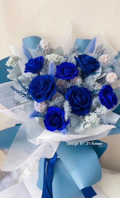 大型韓式永生玫瑰花束【獨特藏藍】3
