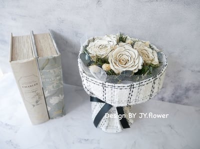 小香風永生玫瑰花束5朵【輕奢】2