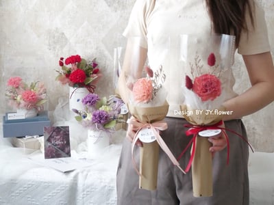 母親節花禮【單支索拉康乃馨乾燥花束】2