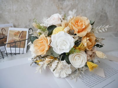 自然型手綁不凋花分束捧花【日光煦煦】2