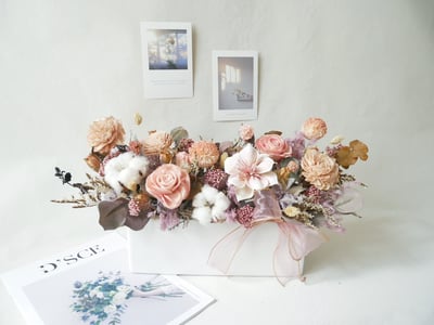 大型長盆乾燥花盆花【溫柔的你】3