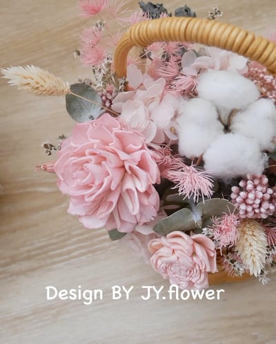 小型乾燥花花籃【春暖】2