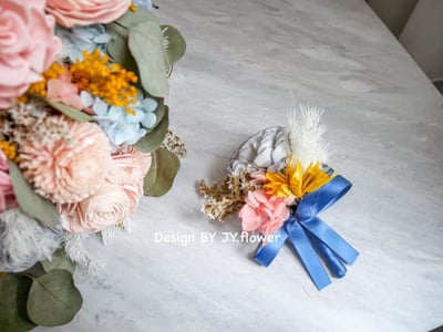 自然型手綁乾燥花分束捧花【祕密花園】5