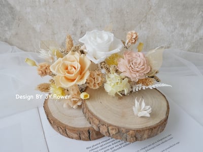 雙層木片永生玫瑰名片座【日光】1