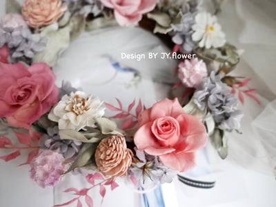 永生壁飾花圈【霧紗粉紫】2