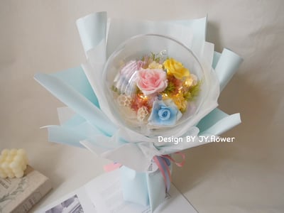 波波球大款永生玫瑰花束【七彩仙境】3