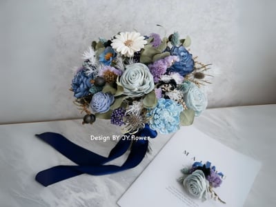 自然型手綁乾燥花分束捧花【黑森莓果】1