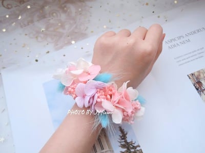 小花款永生乾燥手腕花【光暈】1