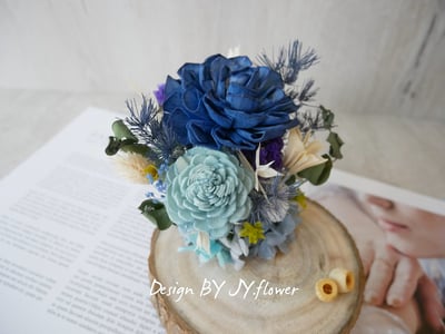 乾燥花名片座【紳藍】2