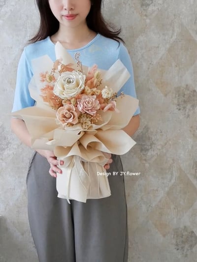 中大型韓式永生玫瑰花束【輕奢粉霧】2