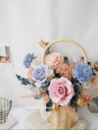 中大型永生提籃花【甜粉霧藍】2