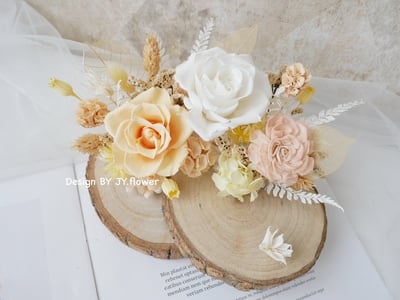 雙層木片永生玫瑰名片座【日光】2