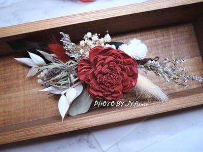 乾燥花髮插+長型髮飾4件組【暗紅靛藍】3