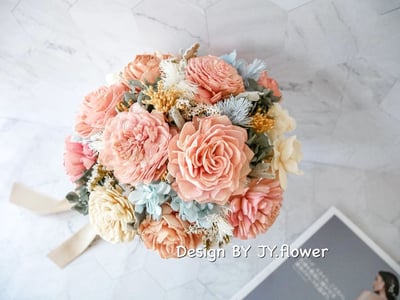 圓形乾燥花分束捧花【柔光森林】3