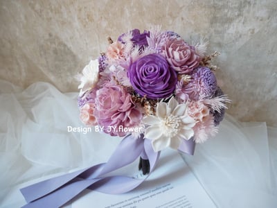 圓形乾燥花分束捧花【浪漫奇緣】1