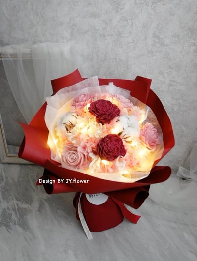 中型圓形乾燥花束【愛戀密語】3