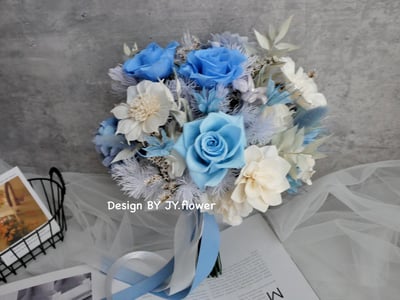 自然型手綁不凋捧花【蔚藍海洋】1