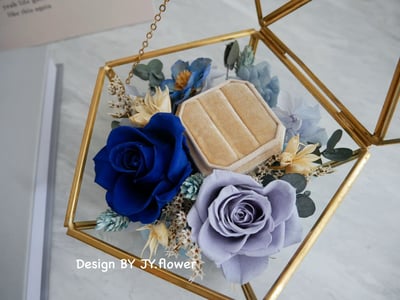 永生玫瑰戒指花盒【藏藍】1