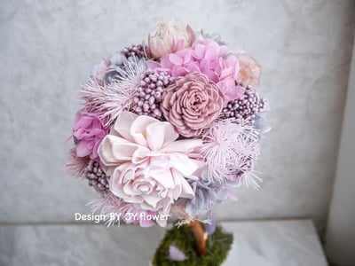 乾燥永生繡球花球樹盆花【迷濛紫漾】3