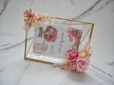 永生玫瑰繡球仿舊金屬玻璃相框【春櫻】2