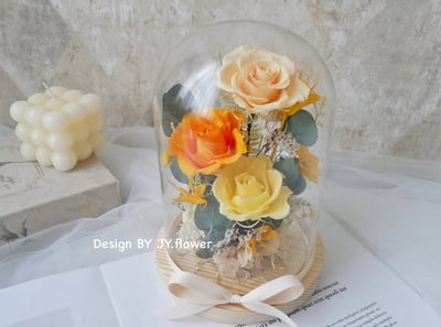 【永生玫瑰長型玻璃盅夜燈】單品課程2