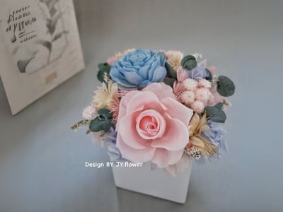 中小型乾燥永生盆花【草莓雲朵】1