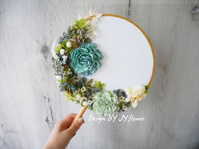 乾燥花中式團扇花【碧波蕩漾】4