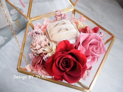 永生玫瑰戒指花盒【酡顏】1