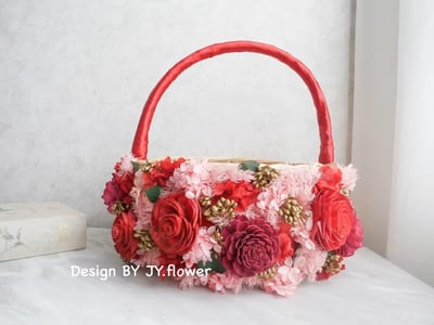 乾燥花喜糖籃【胭脂凝香】1