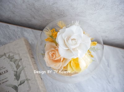 永生玫瑰水晶球玻璃罩夜燈【暖暖日光】2