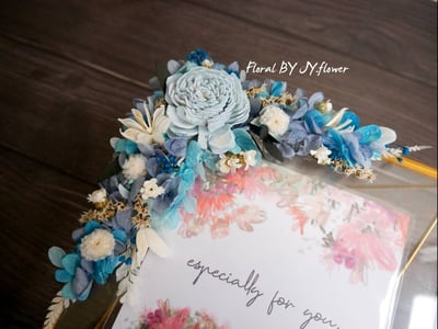 永生繡球仿舊金屬玻璃相框【湛藍】4